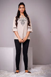 1Pc Embroidered Fusion Top Cotton Grey - OWETP-1905308