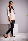 1Pc Embroidered Fusion Top Cotton Grey - OWETP-1905308