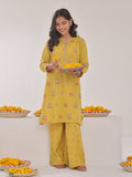 1Pc Embroidered Pret Kurti Cotton Mustard - OGEKTG-2309022