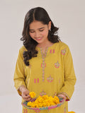 1Pc Embroidered Pret Kurti Cotton Mustard - OGEKTG-2309022