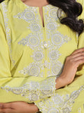 1Pc Embroidered Pret Kurti Dobby Yellow - OWEKT-2401054